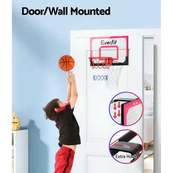 Everfit Mini Basketball Hoop Door Wall Mounted Kids Sports Backboard Indoor Red Everfit