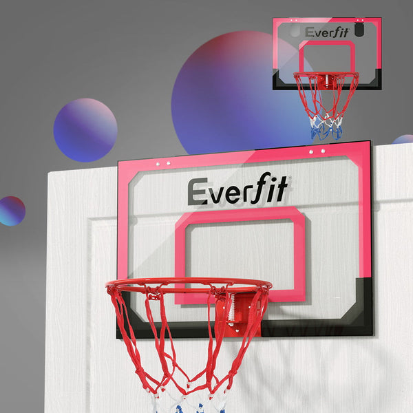 Everfit Mini Basketball Hoop Door Wall Mounted Kids Sports Backboard Indoor Red Everfit