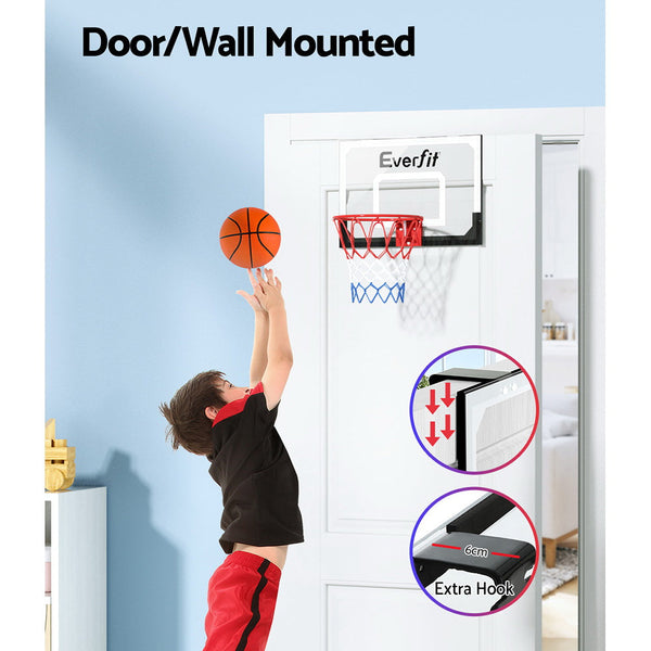 Everfit Mini Basketball Hoop Door Wall Mounted Kids Sport Backboard Indoor Black Everfit