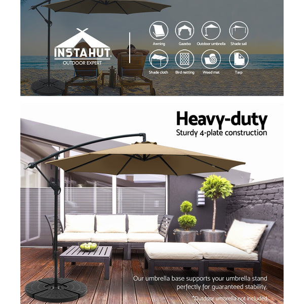 Instahut Outdoor Umbrella Stand 4 x Base Pod Plate Sand/Water Patio Cantilever Fanshaped freeshipping - Awezingly