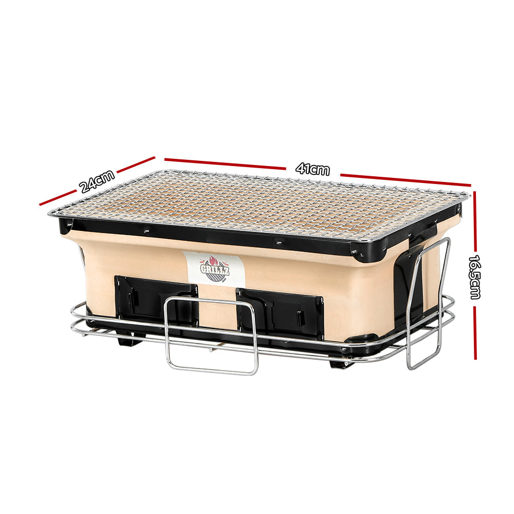 Grillz Ceramic BBQ Grill Smoker Hibachi Japanese Tabletop Charcoal Barbecue Grillz