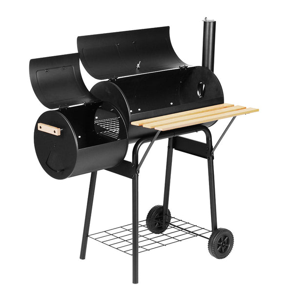 Grillz 2-in-1 Offset BBQ Smoker - Black Grillz