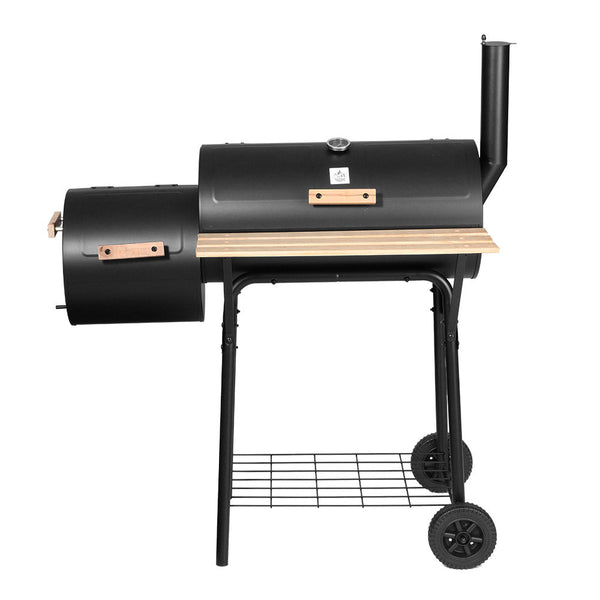 Grillz 2-in-1 Offset BBQ Smoker - Black Grillz