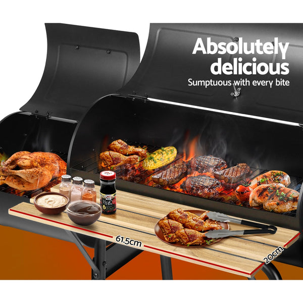 Grillz 2-in-1 Offset BBQ Smoker - Black Grillz