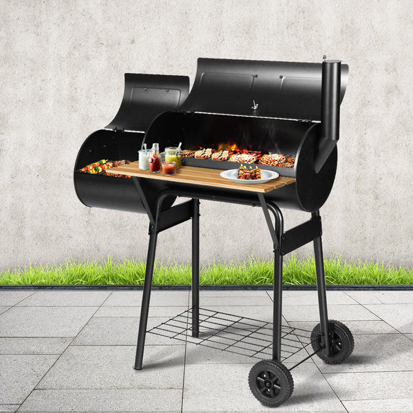 Grillz 2-in-1 Offset BBQ Smoker - Black Grillz