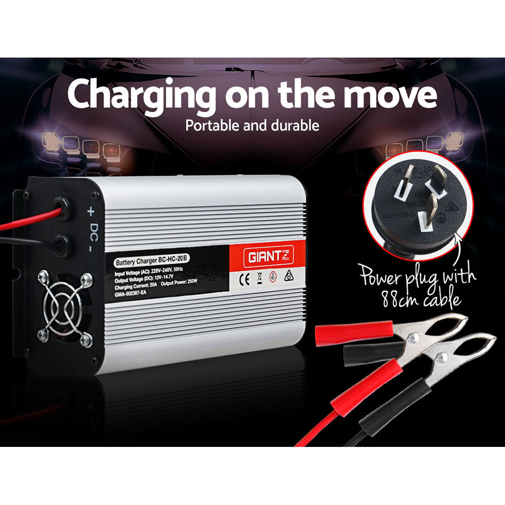 Giantz 12V Car Battery Charger Inverter 20 Amp ATV 4WD Boat Caravan Motorcycle Giantz