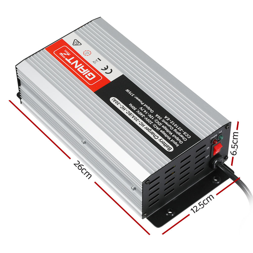 Giantz 12V 30A Car Battery Charger 30Amp ATV 4WD Boat Caravan Giantz