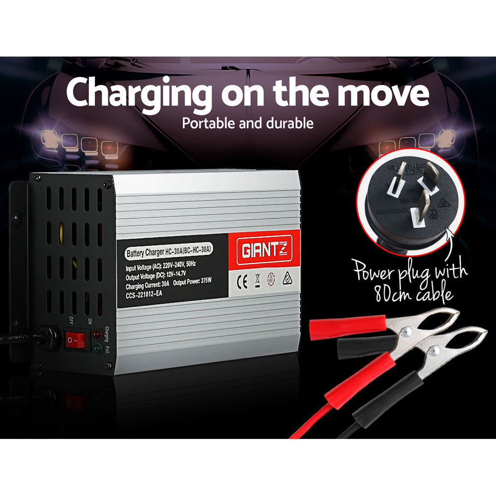 Giantz 12V 30A Car Battery Charger 30Amp ATV 4WD Boat Caravan Giantz