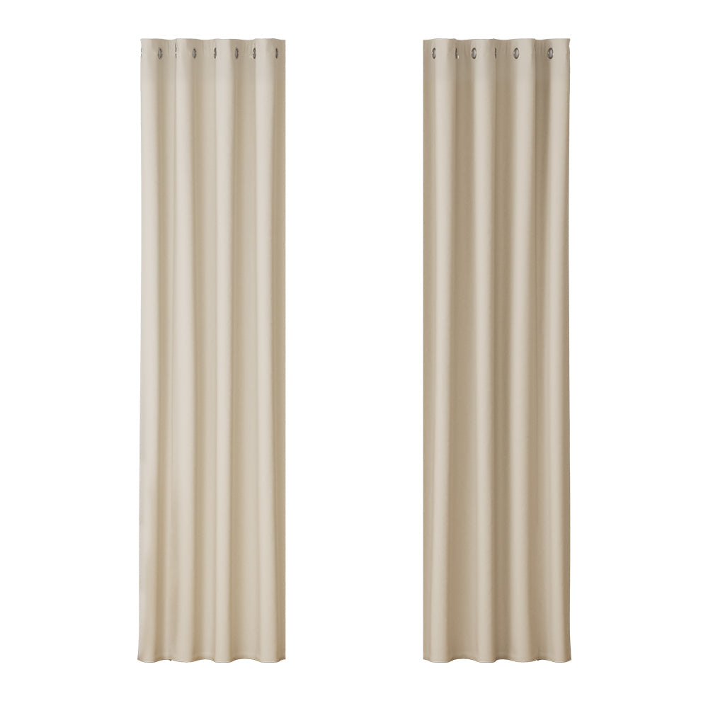 Artiss 2X Blockout Curtains Blackout Window Curtain Eyelet 140x230cm Beige Artiss