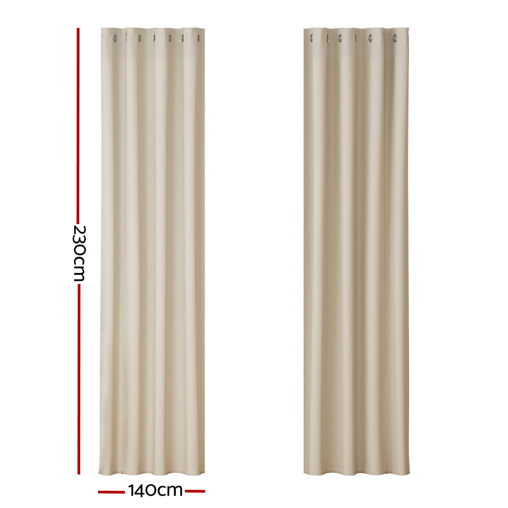 Artiss 2X Blockout Curtains Blackout Window Curtain Eyelet 140x230cm Beige Artiss