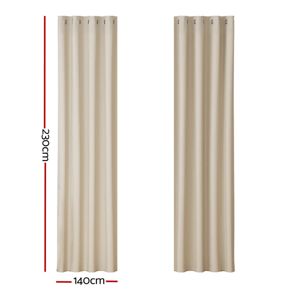 Artiss 2X Blockout Curtains Blackout Window Curtain Eyelet 140x230cm Beige Artiss