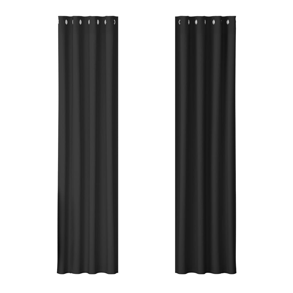 Artiss 2X Blockout Curtains Blackout Window Curtain Eyelet 140x230cm Black Artiss