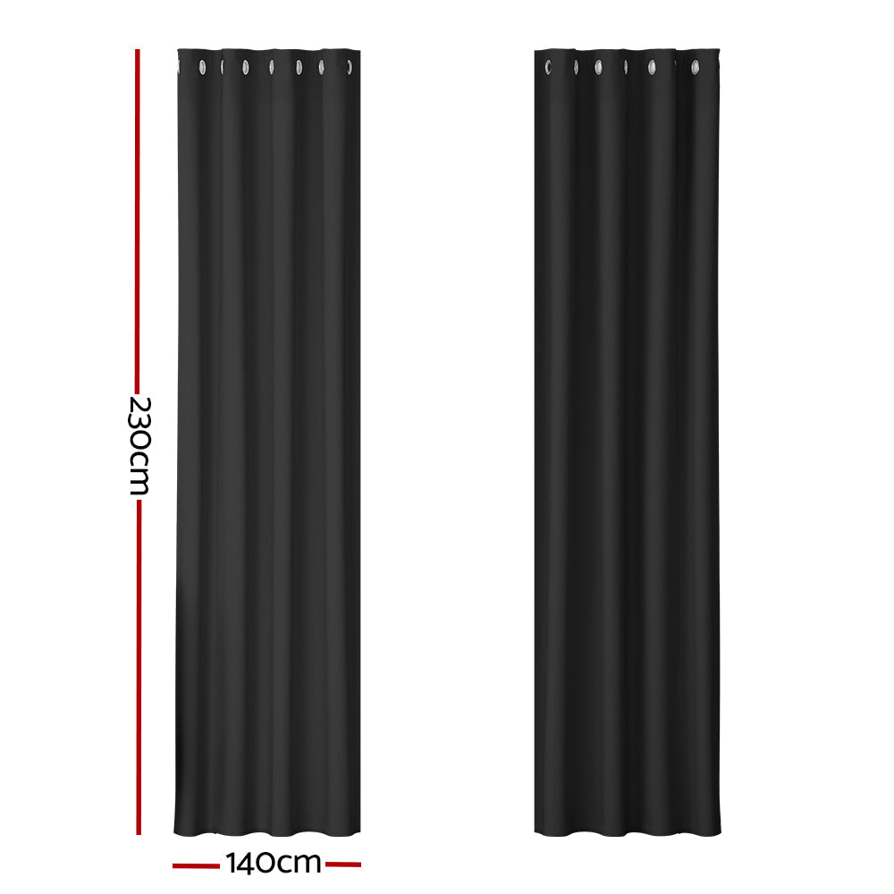Artiss 2X Blockout Curtains Blackout Window Curtain Eyelet 140x230cm Black Artiss