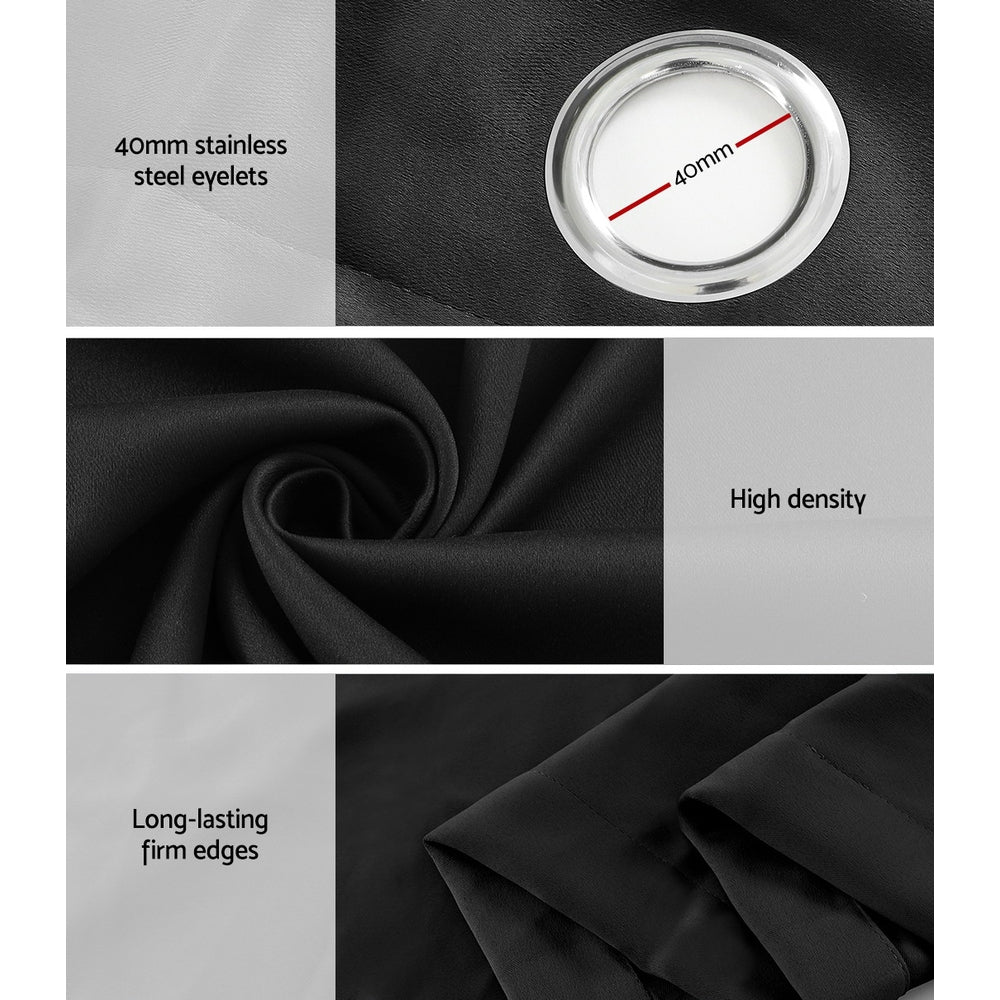 Artiss 2X Blockout Curtains Blackout Window Curtain Eyelet 140x230cm Black Artiss