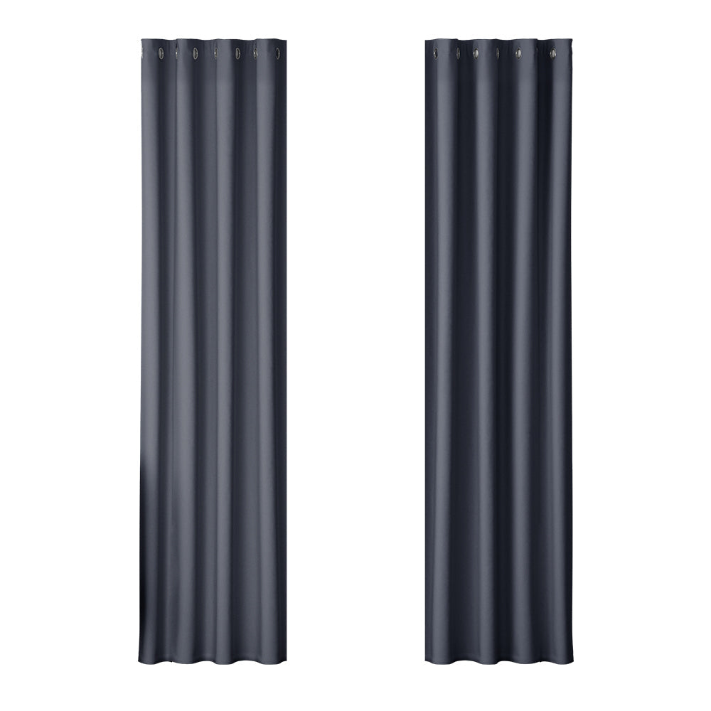 Artiss 2X Blockout Curtains Blackout Window Curtain Eyelet 140x230cm Charcoal Artiss