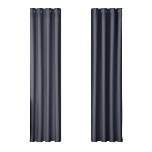 Artiss 2X Blockout Curtains Blackout Window Curtain Eyelet 140x230cm Charcoal Artiss