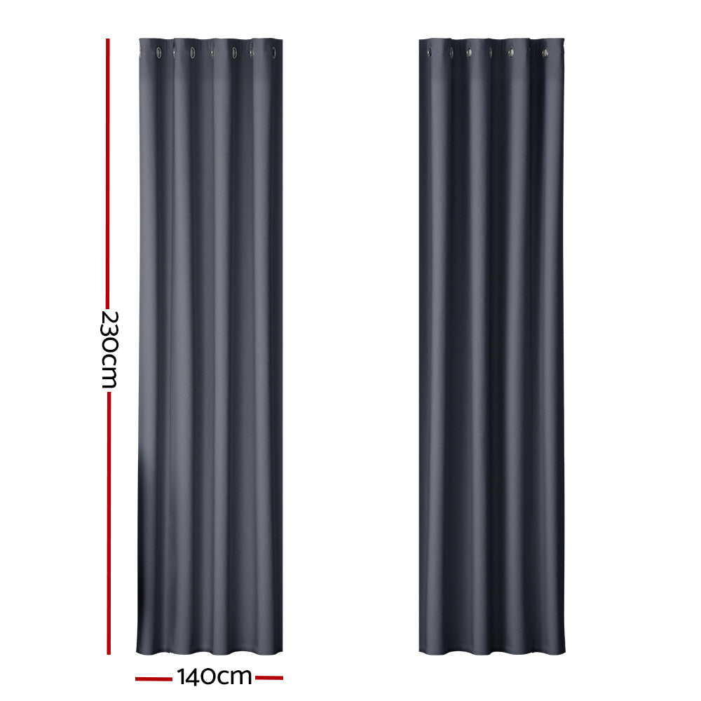 Artiss 2X Blockout Curtains Blackout Window Curtain Eyelet 140x230cm Charcoal Artiss
