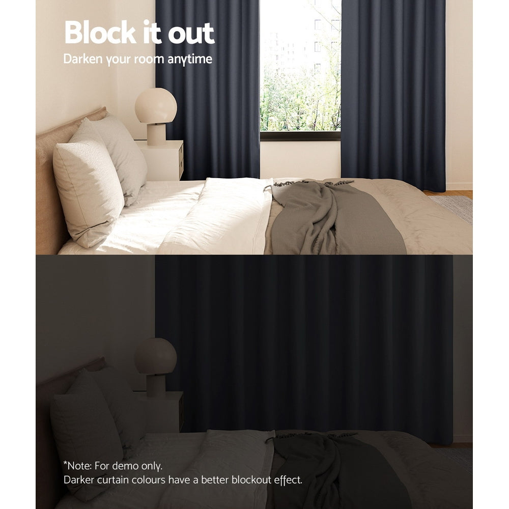 Artiss 2X Blockout Curtains Blackout Window Curtain Eyelet 140x230cm Charcoal Artiss
