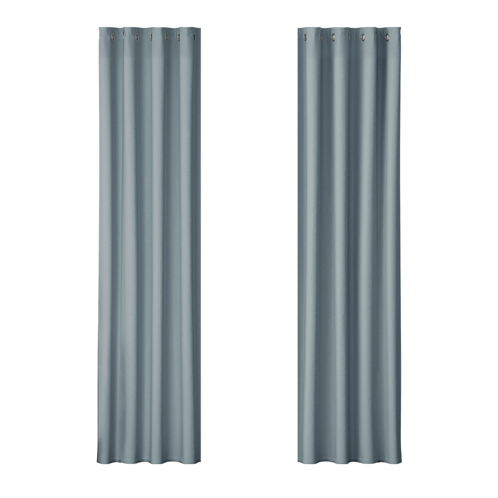 Artiss 2X Blockout Curtains Blackout Window Curtain Eyelet 140x230cm Grey Artiss