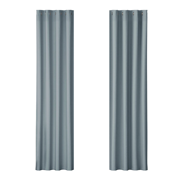 Artiss 2X Blockout Curtains Blackout Window Curtain Eyelet 140x230cm Grey Artiss