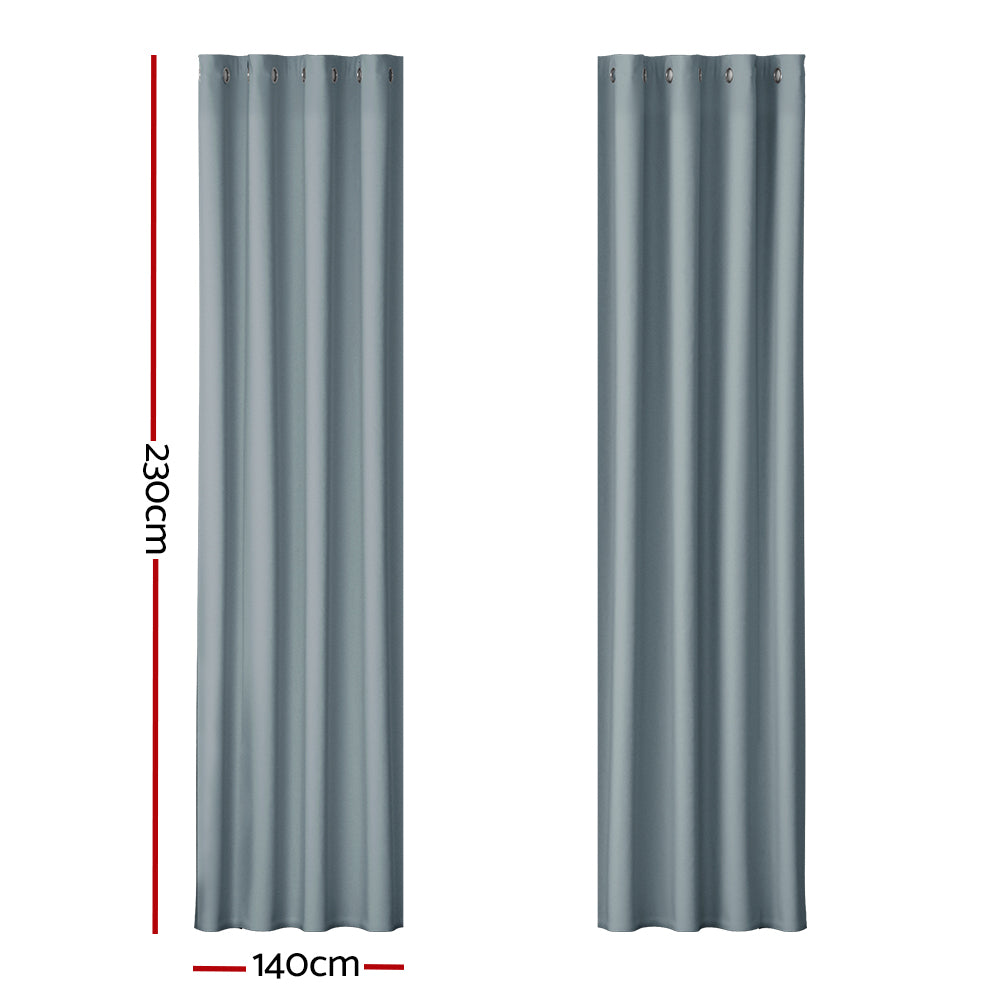 Artiss 2X Blockout Curtains Blackout Window Curtain Eyelet 140x230cm Grey Artiss