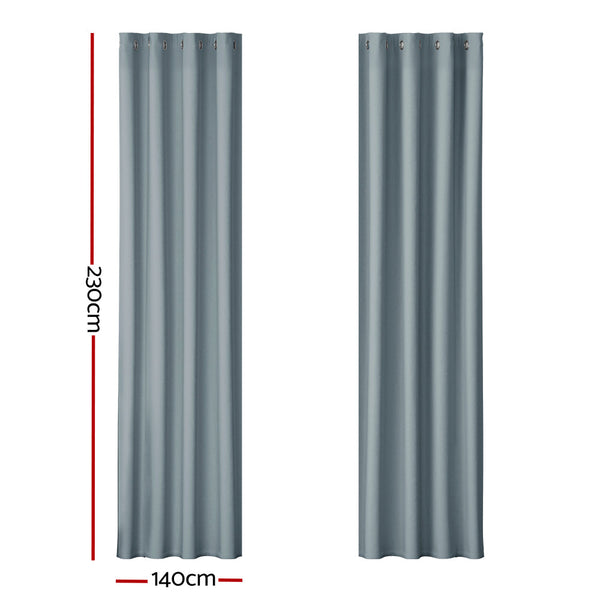Artiss 2X Blockout Curtains Blackout Window Curtain Eyelet 140x230cm Grey Artiss