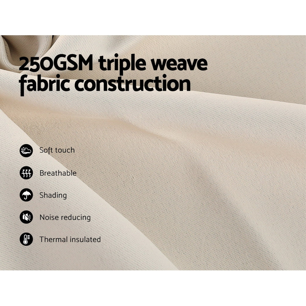 Artiss 2X Blockout Curtains Blackout Window Curtain Eyelet 180x213cm Beige Artiss