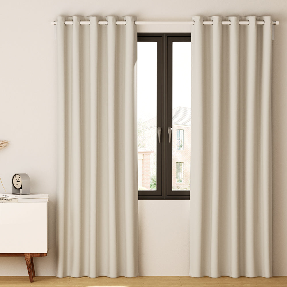 Artiss 2X Blockout Curtains Blackout Window Curtain Eyelet 180x213cm Beige Artiss