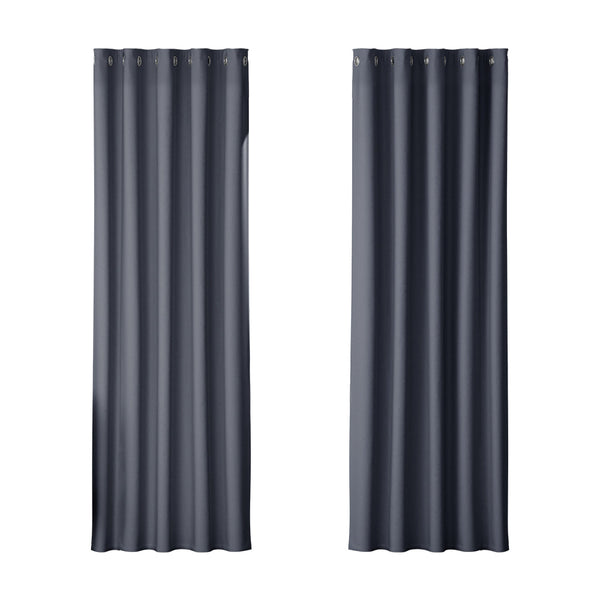 Artiss 2X Blockout Curtains Blackout Window Curtain Eyelet 180x213cm Charcoal Artiss