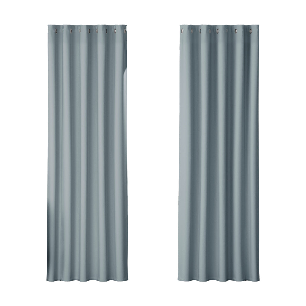Artiss 2X Blockout Curtains Blackout Window Curtain Eyelet 180x213cm Grey Artiss