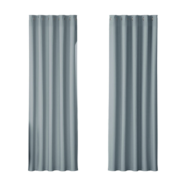 Artiss 2X Blockout Curtains Blackout Window Curtain Eyelet 180x213cm Grey Artiss