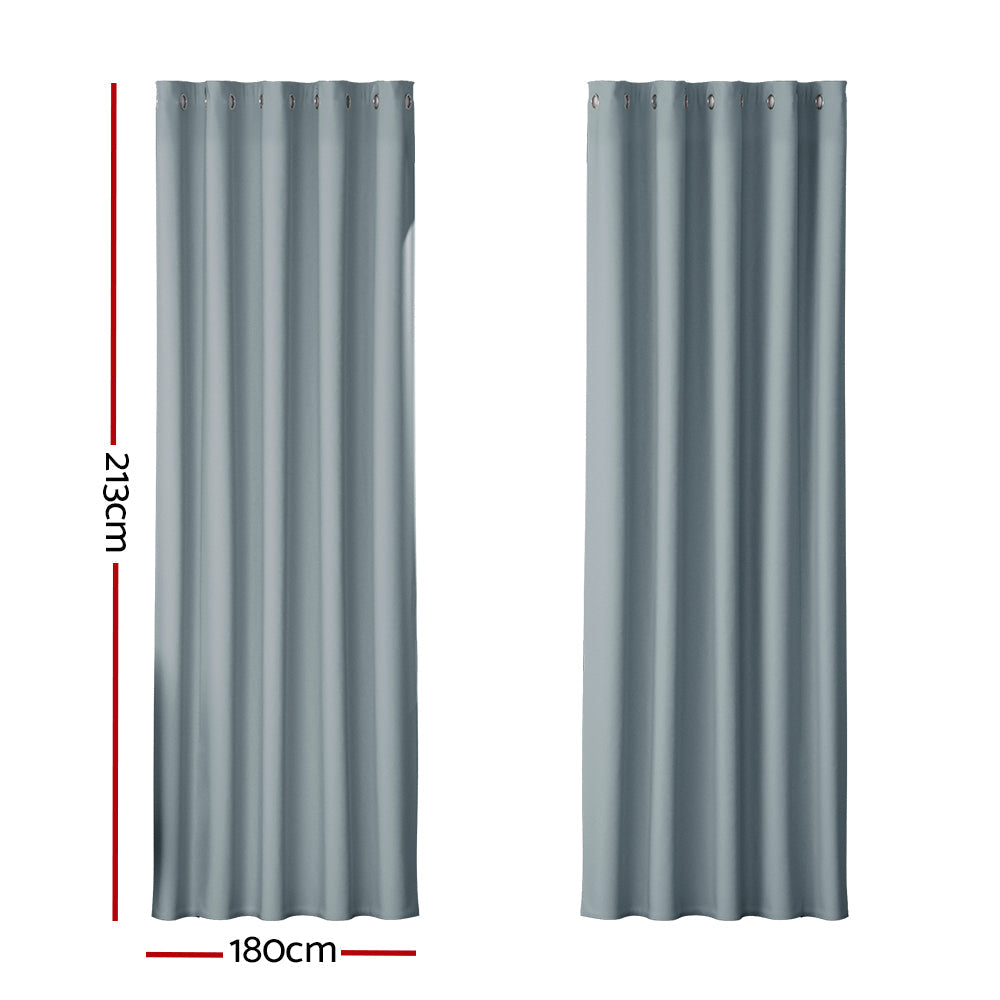 Artiss 2X Blockout Curtains Blackout Window Curtain Eyelet 180x213cm Grey Artiss