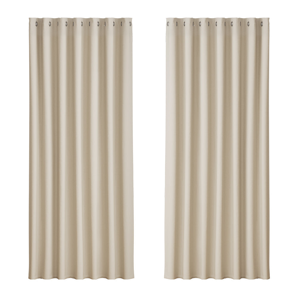 Artiss 2X Blockout Curtains Blackout Window Curtain Eyelet 240x230cm Beige Artiss