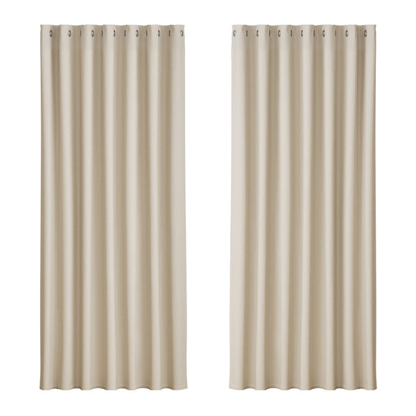 Artiss 2X Blockout Curtains Blackout Window Curtain Eyelet 240x230cm Beige Artiss