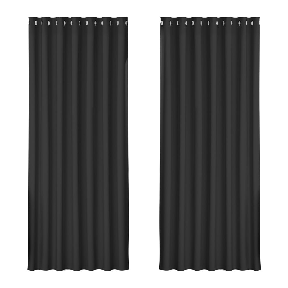 Artiss 2X Blockout Curtains Blackout Window Curtain Eyelet 240x230cm Black Artiss