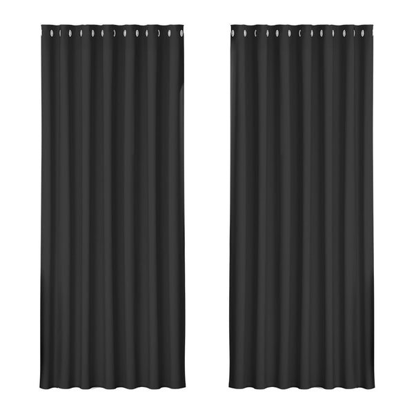 Artiss 2X Blockout Curtains Blackout Window Curtain Eyelet 240x230cm Black Artiss