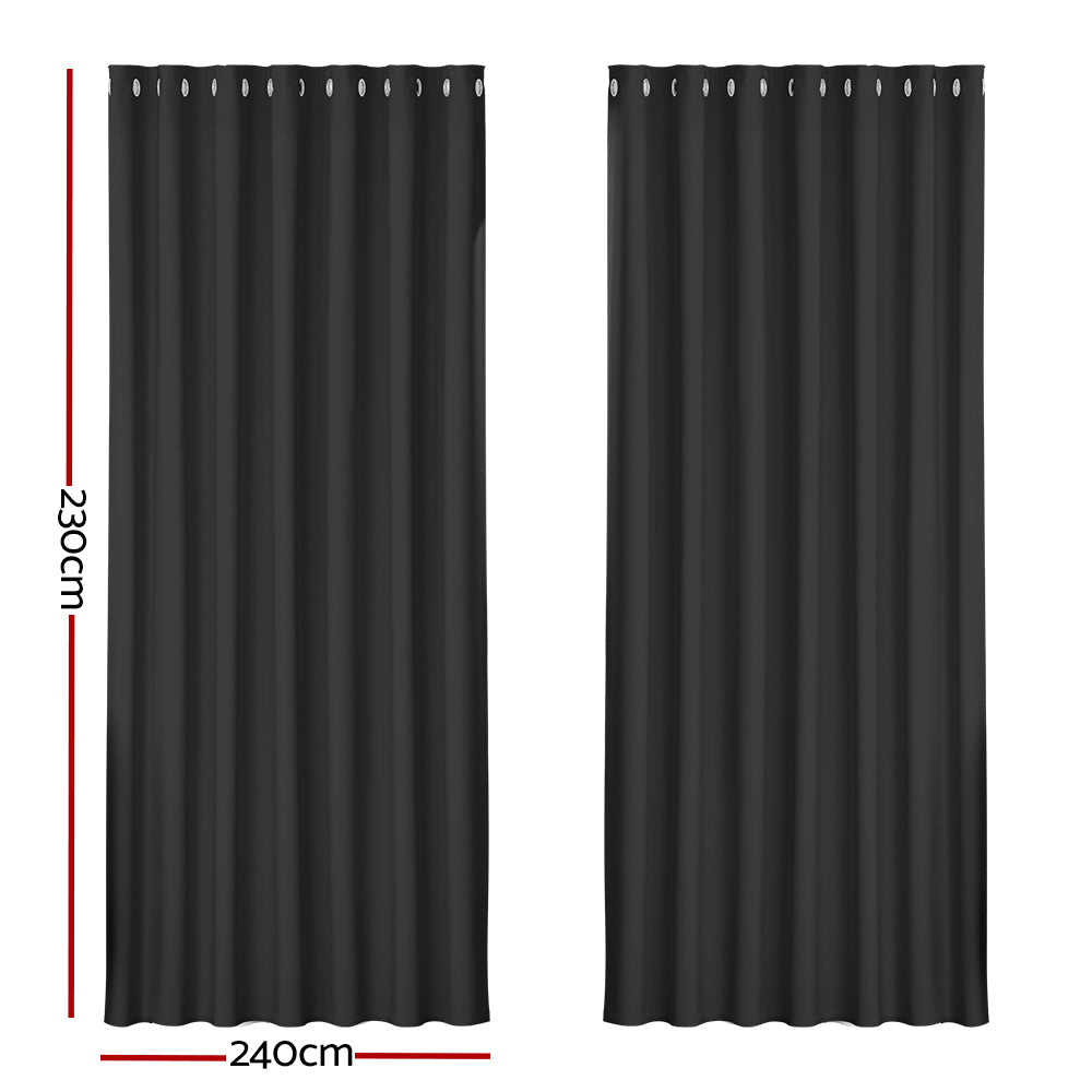 Artiss 2X Blockout Curtains Blackout Window Curtain Eyelet 240x230cm Black Artiss