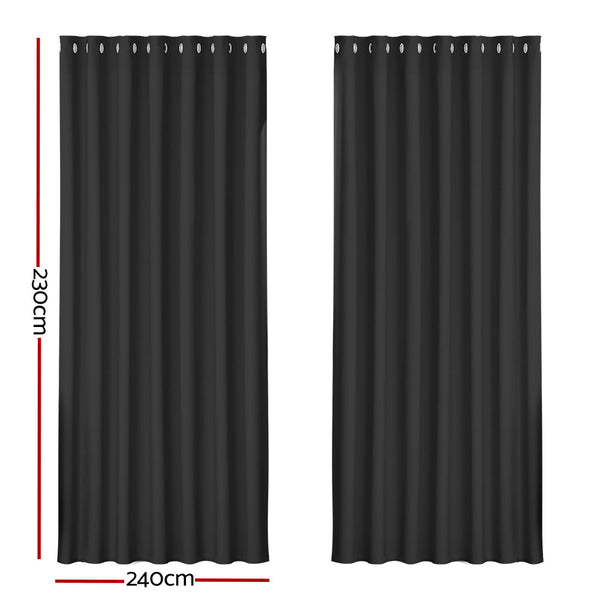 Artiss 2X Blockout Curtains Blackout Window Curtain Eyelet 240x230cm Black Artiss