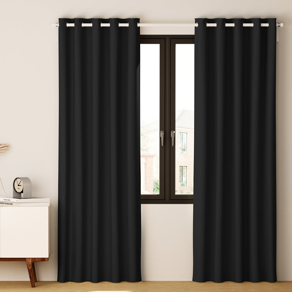 Artiss 2X Blockout Curtains Blackout Window Curtain Eyelet 240x230cm Black Artiss