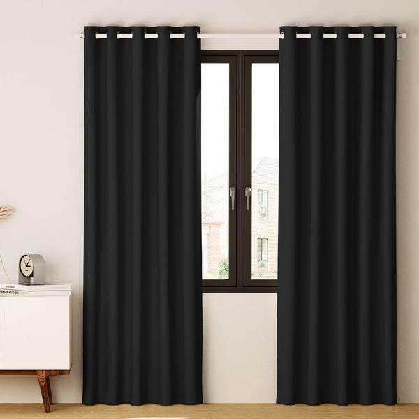 Artiss 2X Blockout Curtains Blackout Window Curtain Eyelet 240x230cm Black Artiss
