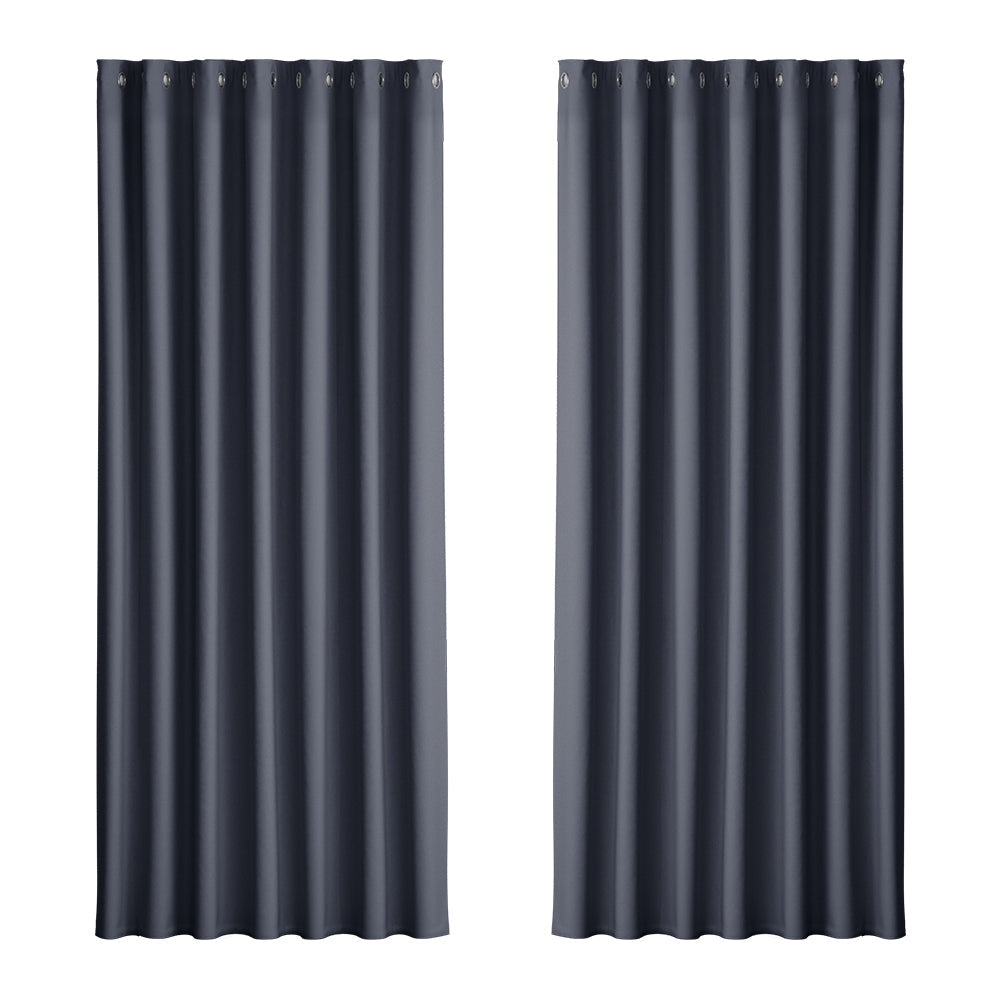 Artiss 2X Blockout Curtains Blackout Window Curtain Eyelet 240x230cm Charcoal Artiss