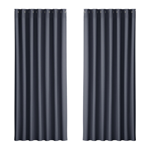 Artiss 2X Blockout Curtains Blackout Window Curtain Eyelet 240x230cm Charcoal Artiss