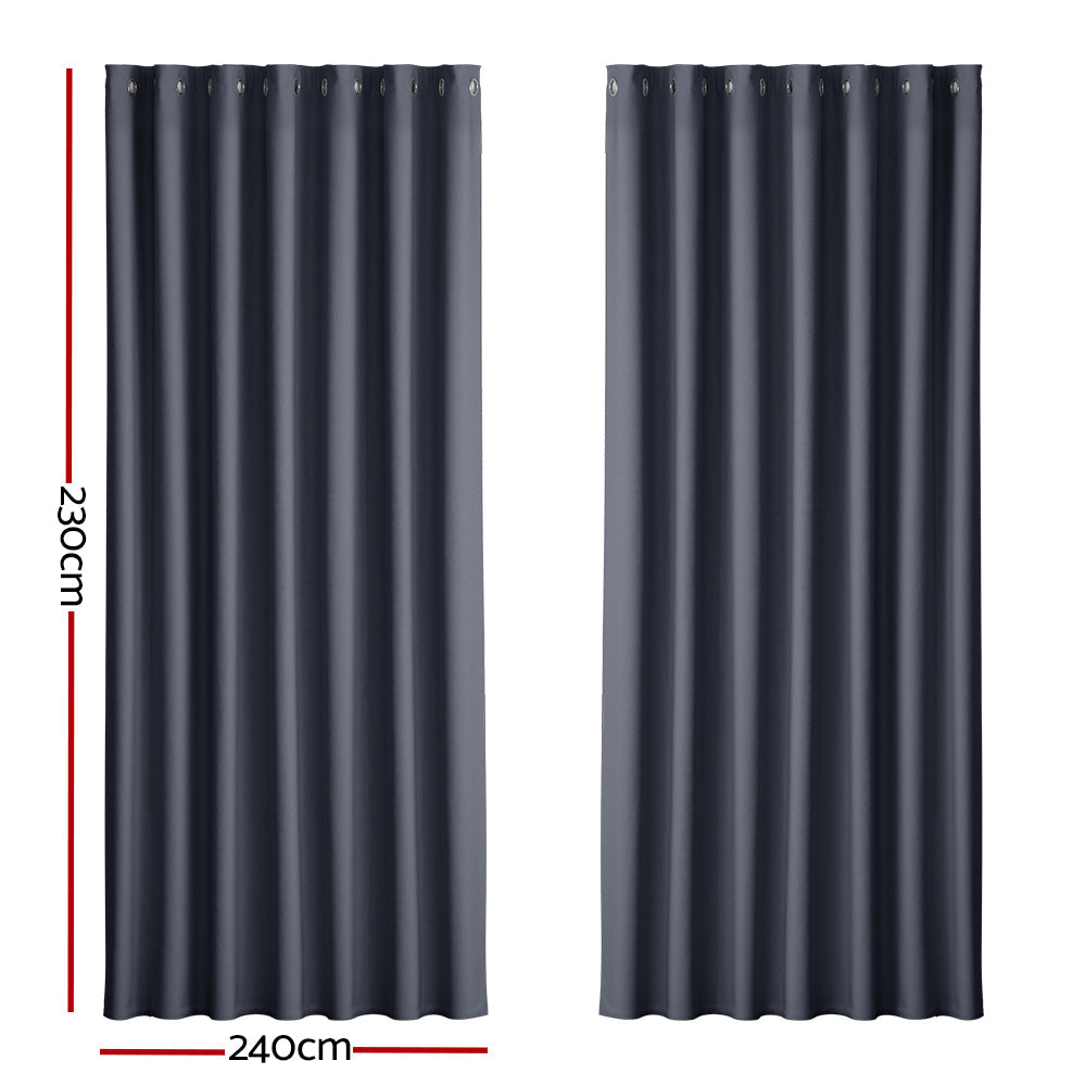Artiss 2X Blockout Curtains Blackout Window Curtain Eyelet 240x230cm Charcoal Artiss