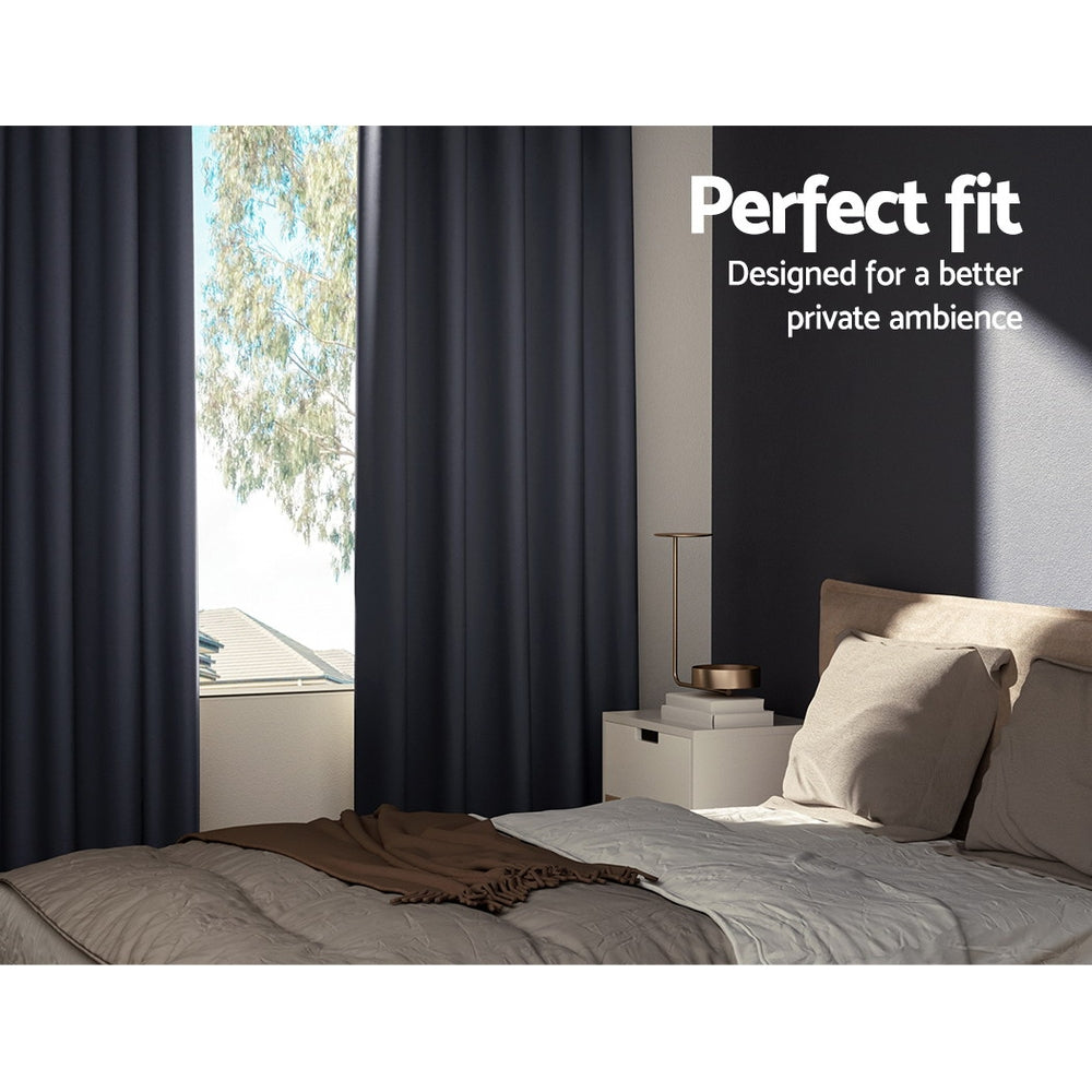 Artiss 2X Blockout Curtains Blackout Window Curtain Eyelet 240x230cm Charcoal Artiss