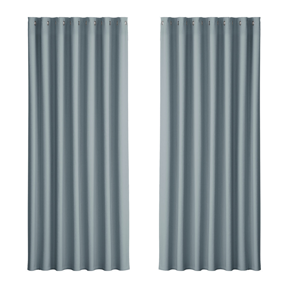 Artiss 2X Blockout Curtains Blackout Window Curtain Eyelet 240x230cm Grey Artiss