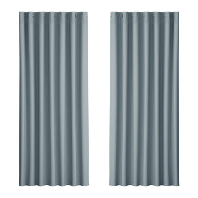 Artiss 2X Blockout Curtains Blackout Window Curtain Eyelet 240x230cm Grey