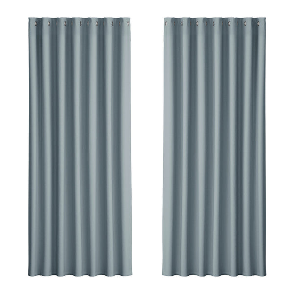 Artiss 2X Blockout Curtains Blackout Window Curtain Eyelet 240x230cm Grey Artiss
