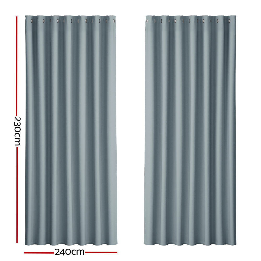 Artiss 2X Blockout Curtains Blackout Window Curtain Eyelet 240x230cm Grey Artiss