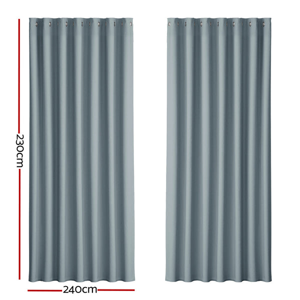 Artiss 2X Blockout Curtains Blackout Window Curtain Eyelet 240x230cm Grey Artiss