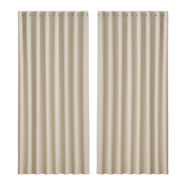 Artiss 2X Blockout Curtains Blackout Window Curtain Eyelet 300x230cm Beige Artiss